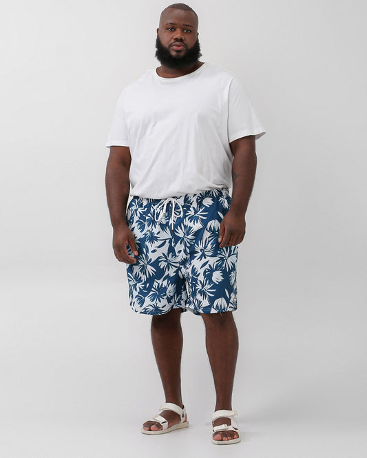 Pantaloncini da uomo Plus Size Blue Foliage | Allman By Riachuelo