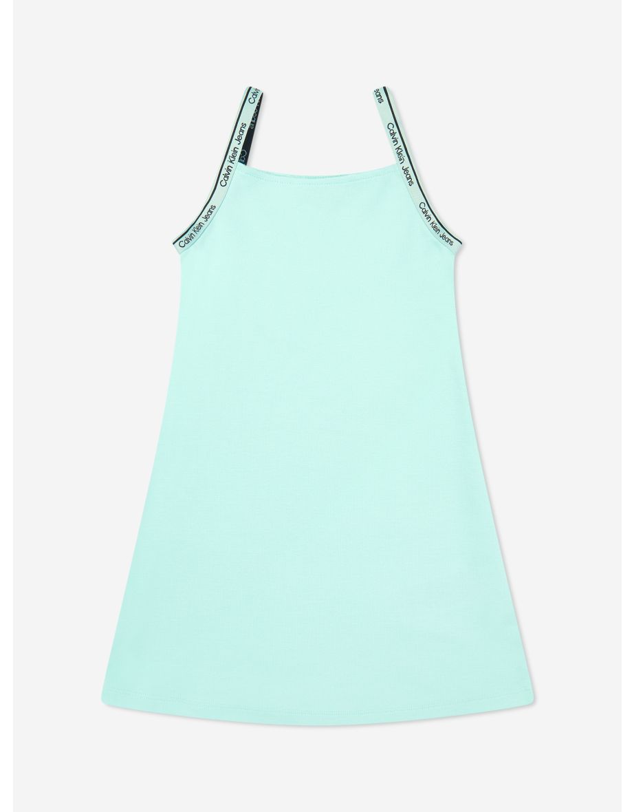 Calvin Klein Girls' Logo Tape Strap Dress in blu
