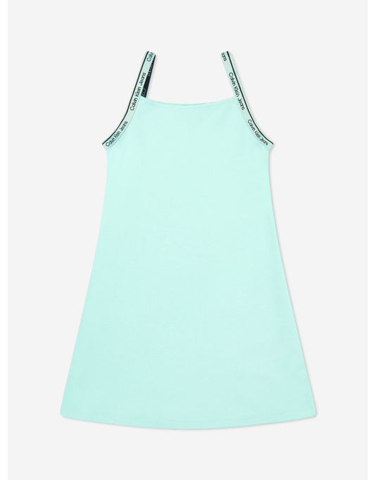 Vestido Calvin Klein Girls' Logo Tape Strap Dress em azul