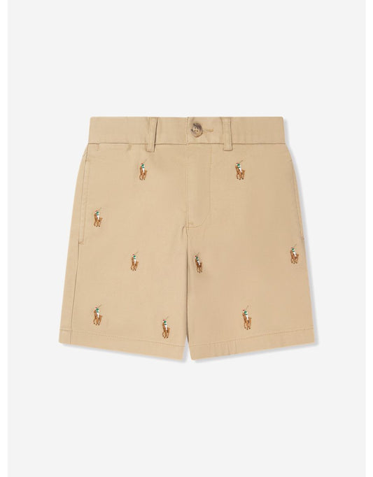 Shorts com logotipo bege para meninos