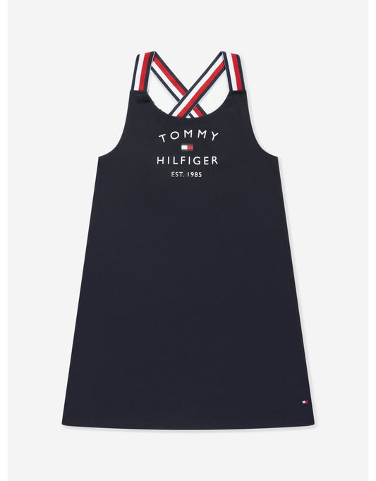 Vestido con logo azul marino para niña