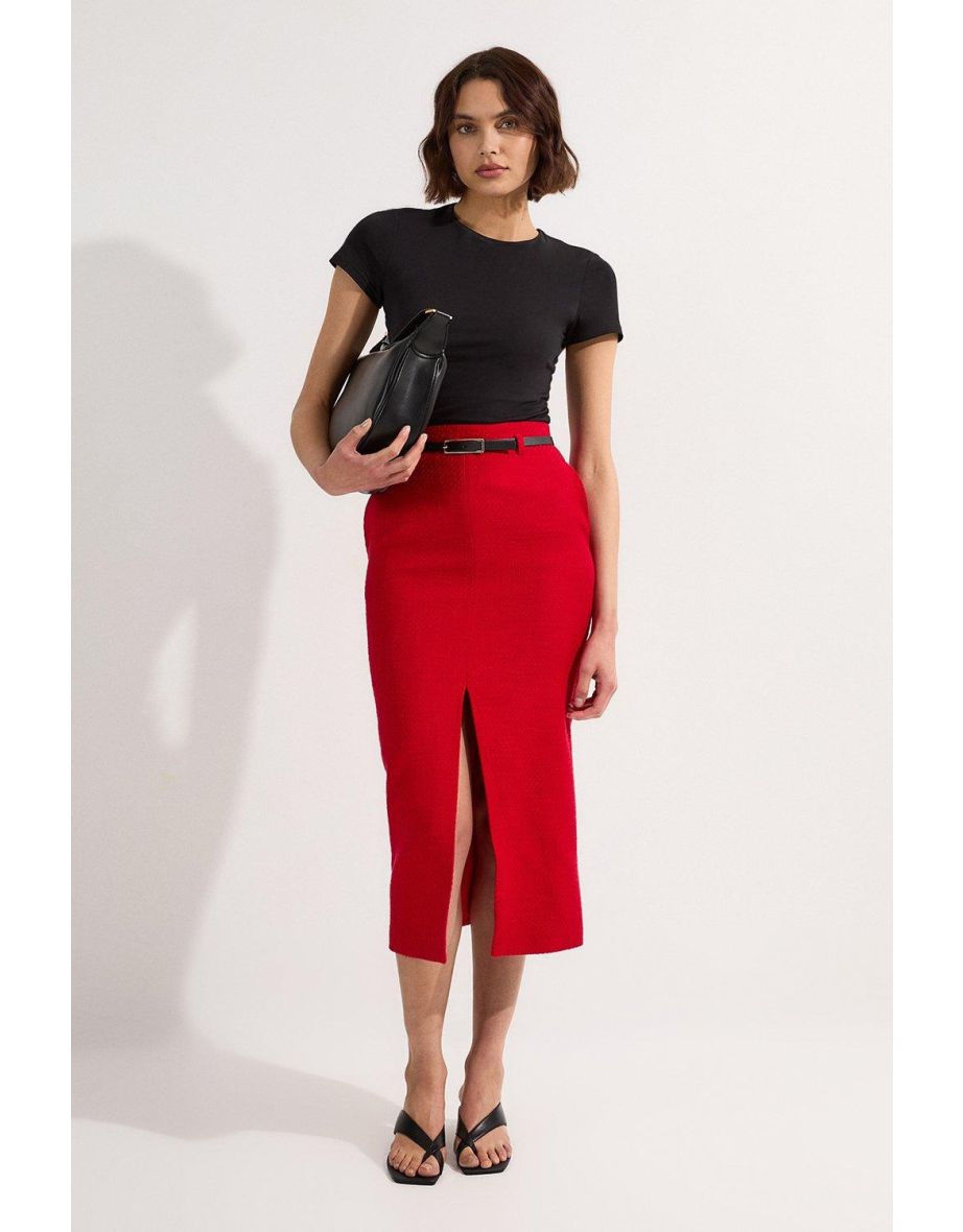 Gonna a tubino alta in tweed testurizzato