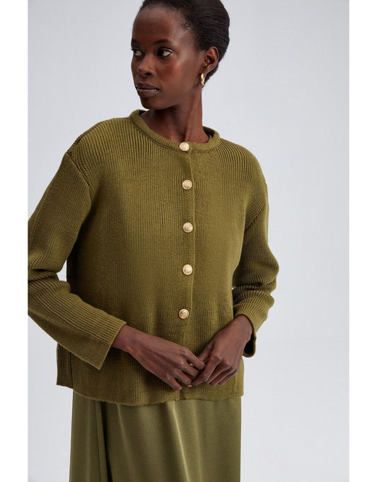 Cardigan corto con bottoni dorati
