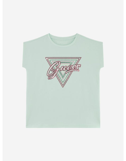 Camiseta con logo para niña en verde