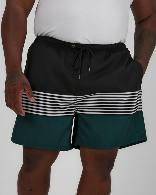 Men's Plus Size Striped Green Swim Shorts | Allman By Riachuelo