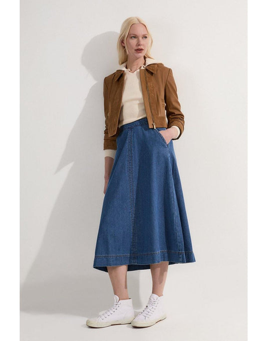 Gonna midi in denim a tutta lunghezza