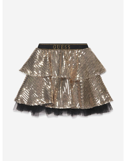 Gonna midi di paillettes dorate per bambine