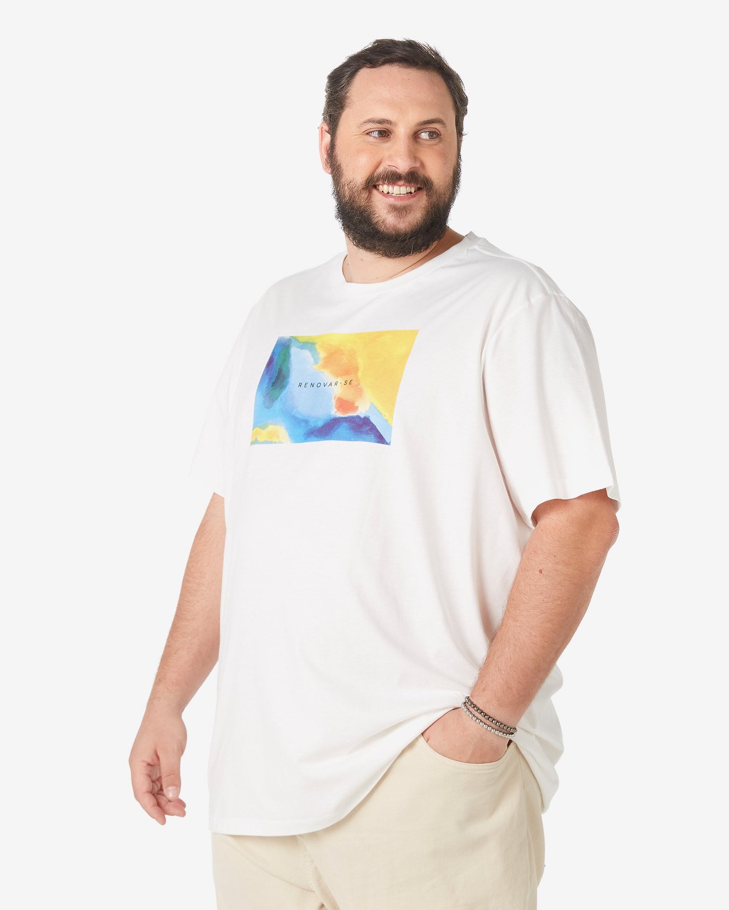 Camiseta masculina plus size de manga curta na cor branca - Allman by Riachuelo