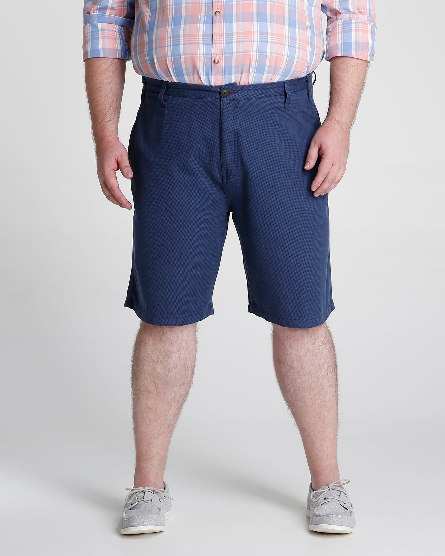 Plus Size Textured Bermuda Shorts - Blue
