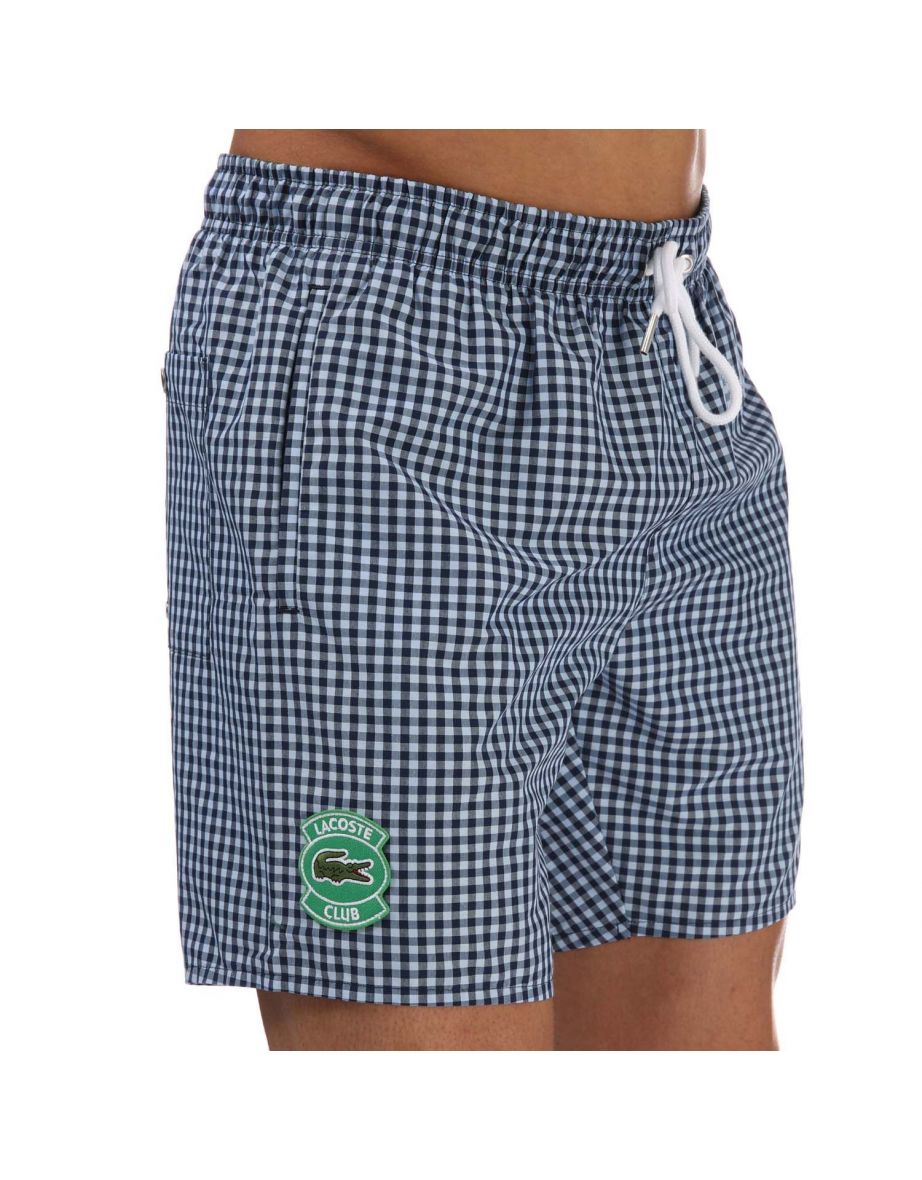 Calção de banho masculino Lacoste Blue Gingham Cotton Blend