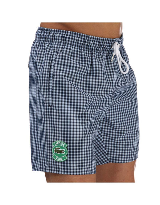 Calção de banho masculino Lacoste Blue Gingham Cotton Blend