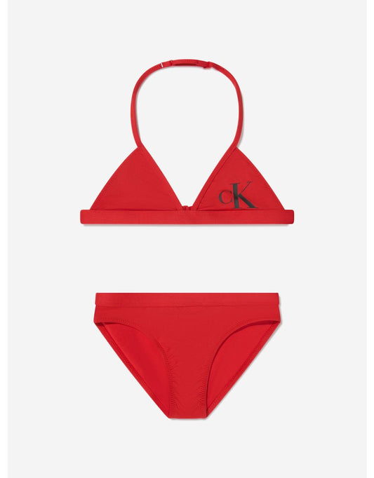 Biquíni triangular vermelho para meninas