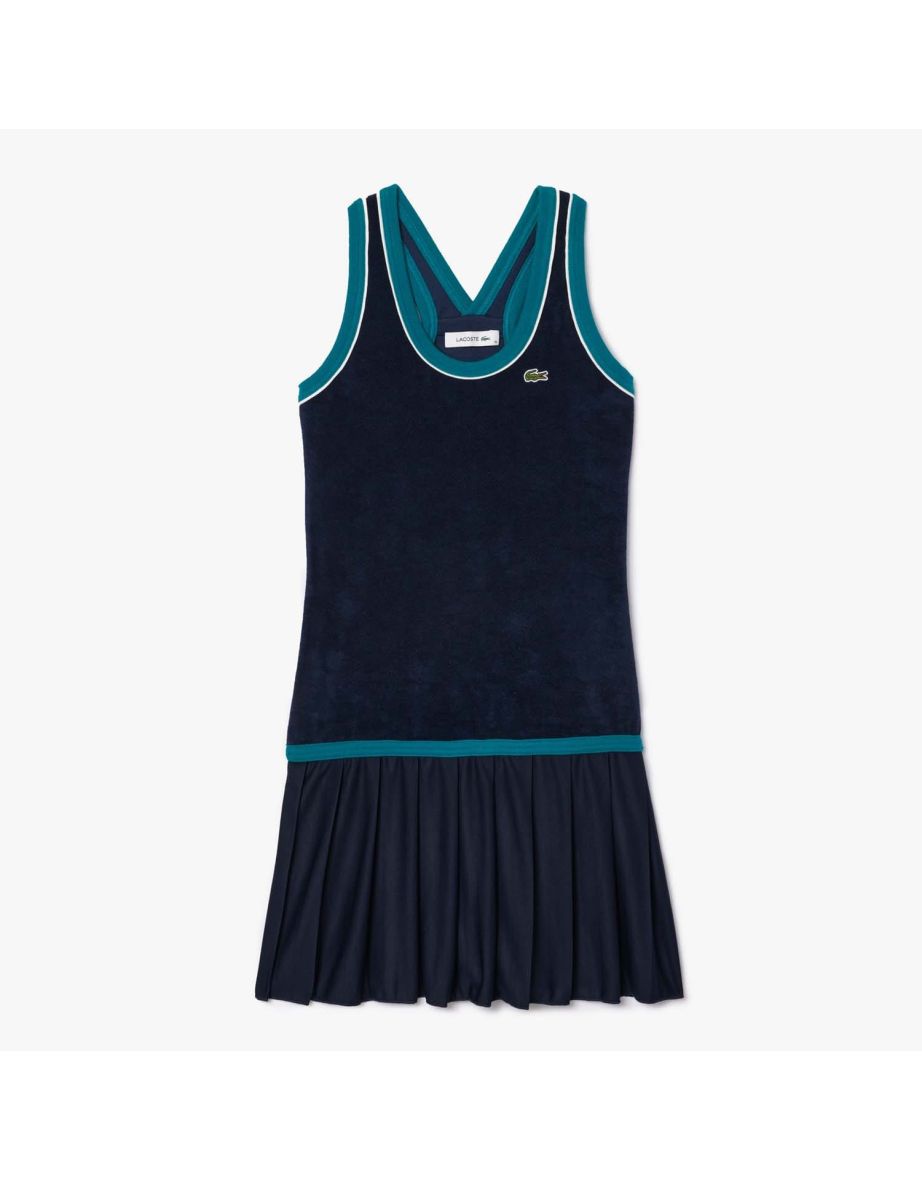 Vestido feminino Lacoste Slim-Fit Cross Back Terry - Azul