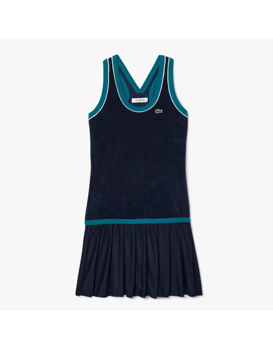 Vestito Lacoste Slim-Fit incrociato da donna in spugna - Blu