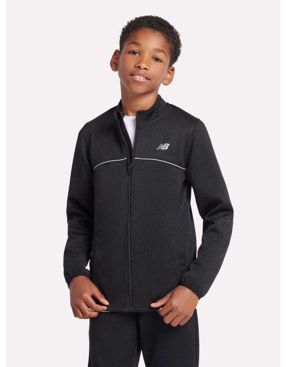 Top con zip a imbuto in tricot nero per ragazzi New Balance