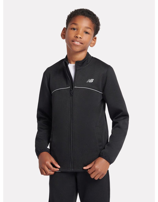 Top con zip a imbuto in tricot nero per ragazzi New Balance
