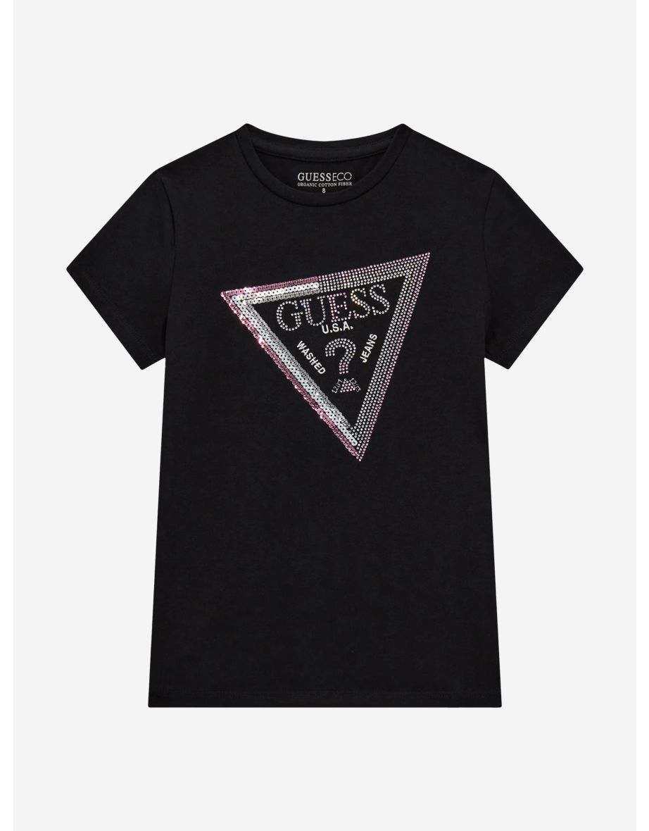 Camiseta negra con logotipo para niña