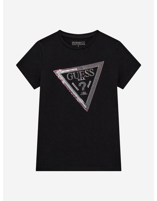 Camiseta negra con logotipo para niña