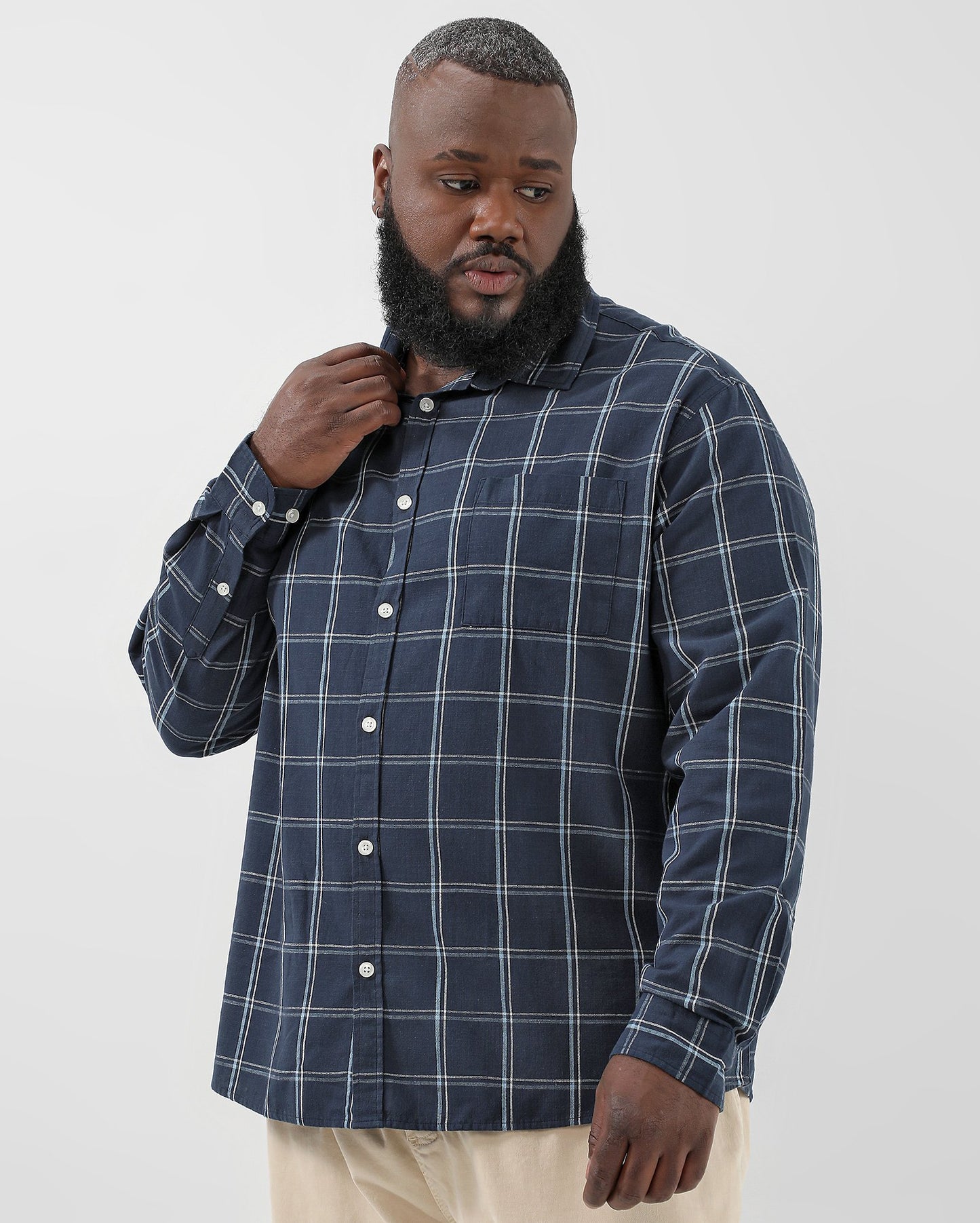 Camisa masculina xadrez azul Slim Fit Plus Size | Original Plus by Riachuelo