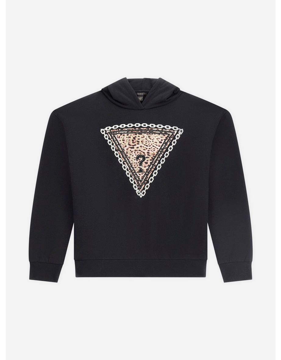 Sudadera con capucha negra con logotipo Guess para niña