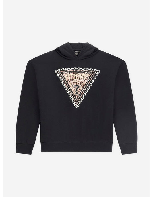 Sudadera con capucha negra con logotipo Guess para niña