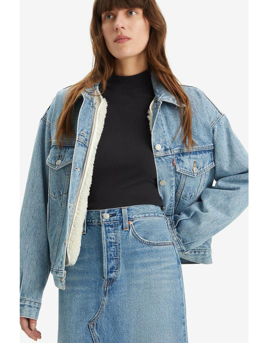 Jaqueta de brim Sherpa Trucker estilo anos 90 3 em 1