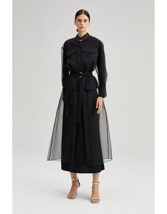 Gonna in organza con dettaglio tasca