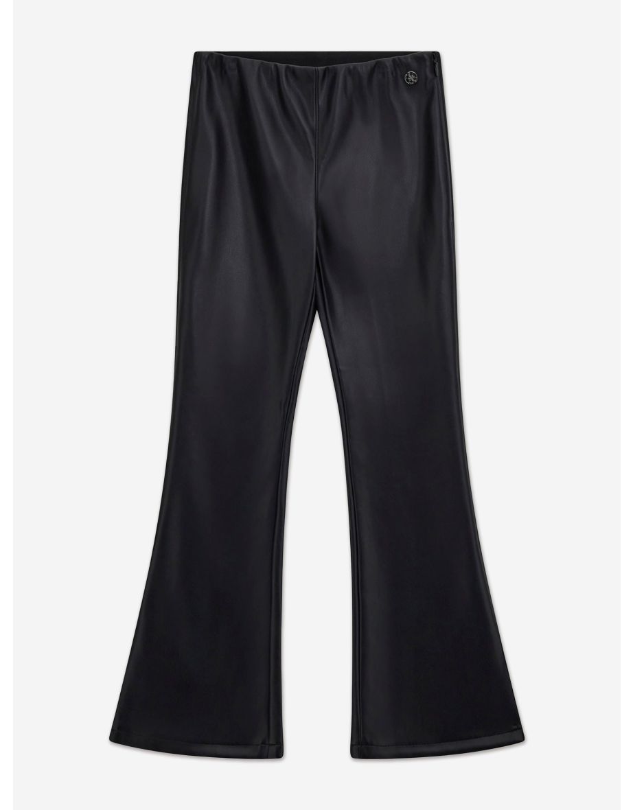 Leggings larghi da bambina in ecopelle nera