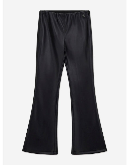 Leggings larghi da bambina in ecopelle nera