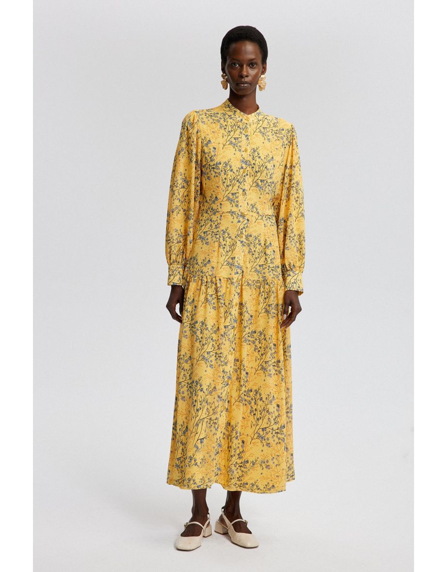 Vestido de camisa de chiffon estampado
