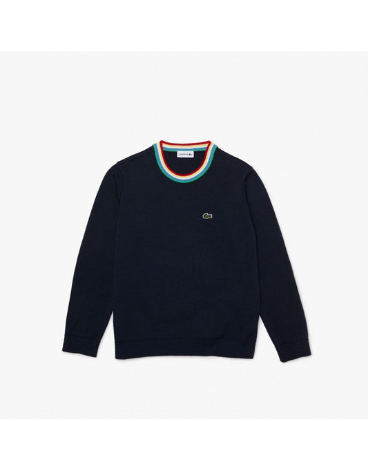 Boy's Lacoste Juniors Blue Cotton Round Neck Sweatshirt
