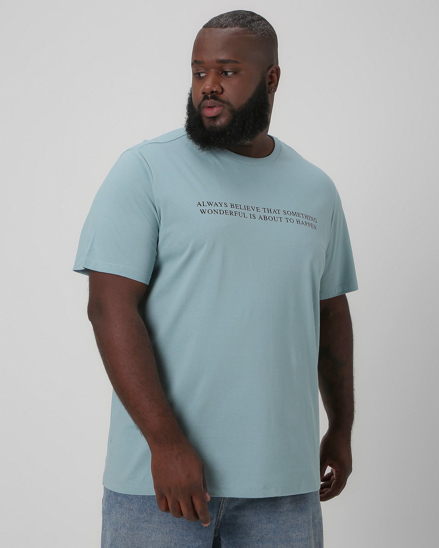 Men's Plus Size Blue T-Shirt with Lettering | Allman By Riachuelo