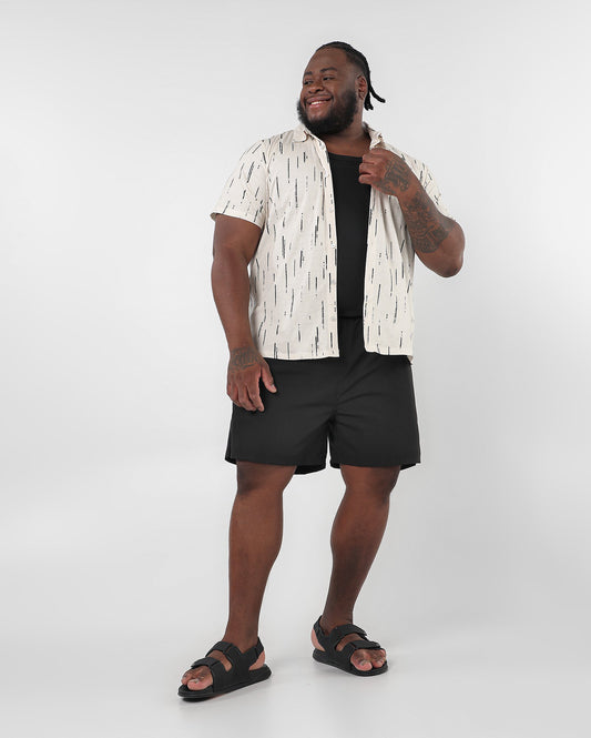 Shorts masculinos plus size com elástico na cintura - Preto | Original Plus by Riachuelo