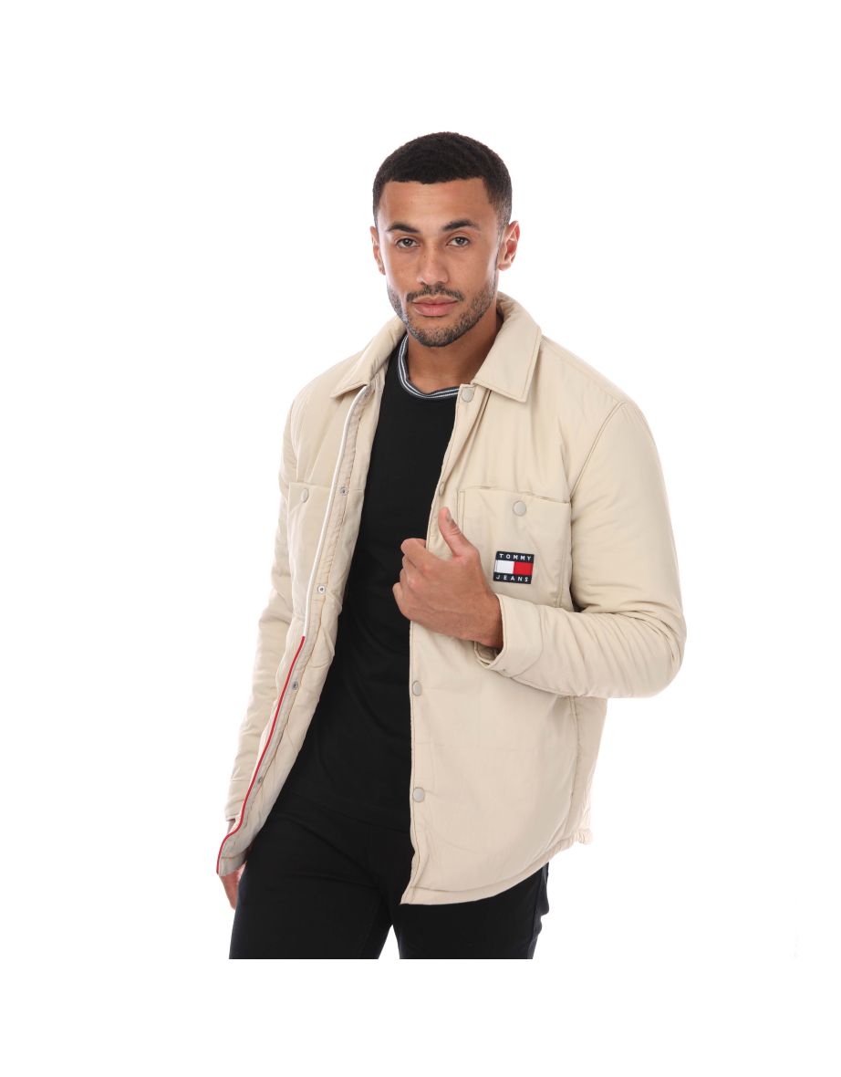 Chaqueta Shell Acolchada Crema para Hombre con Insignia del Logotipo by Tommy Hilfiger