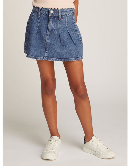 Gonna di jeans a pieghe blu per bambine
