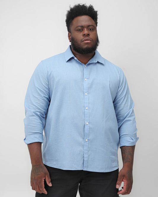 Men's Plus Size Slim Fit Blue Viscolinho Shirt | Original Plus by Riachuelo