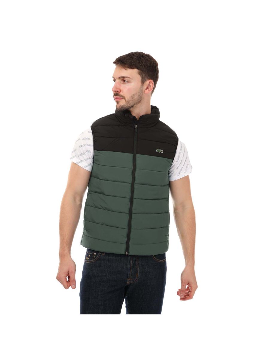 Gilet nero imbottito da uomo Lacoste resistente all'acqua
