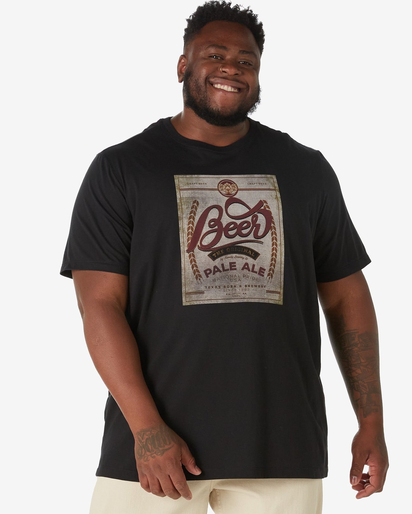 Camiseta masculina plus size de manga curta preta da Allman para Riachuelo