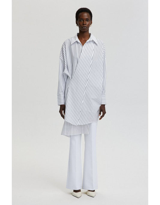 Camicia lunga a righe con lacci