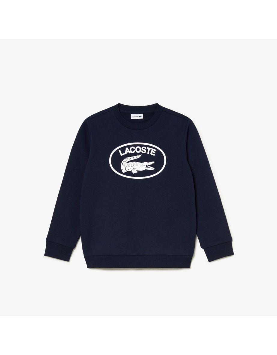 Boy's Lacoste Contrast Branded Colorblock Sweatshirt in Blue