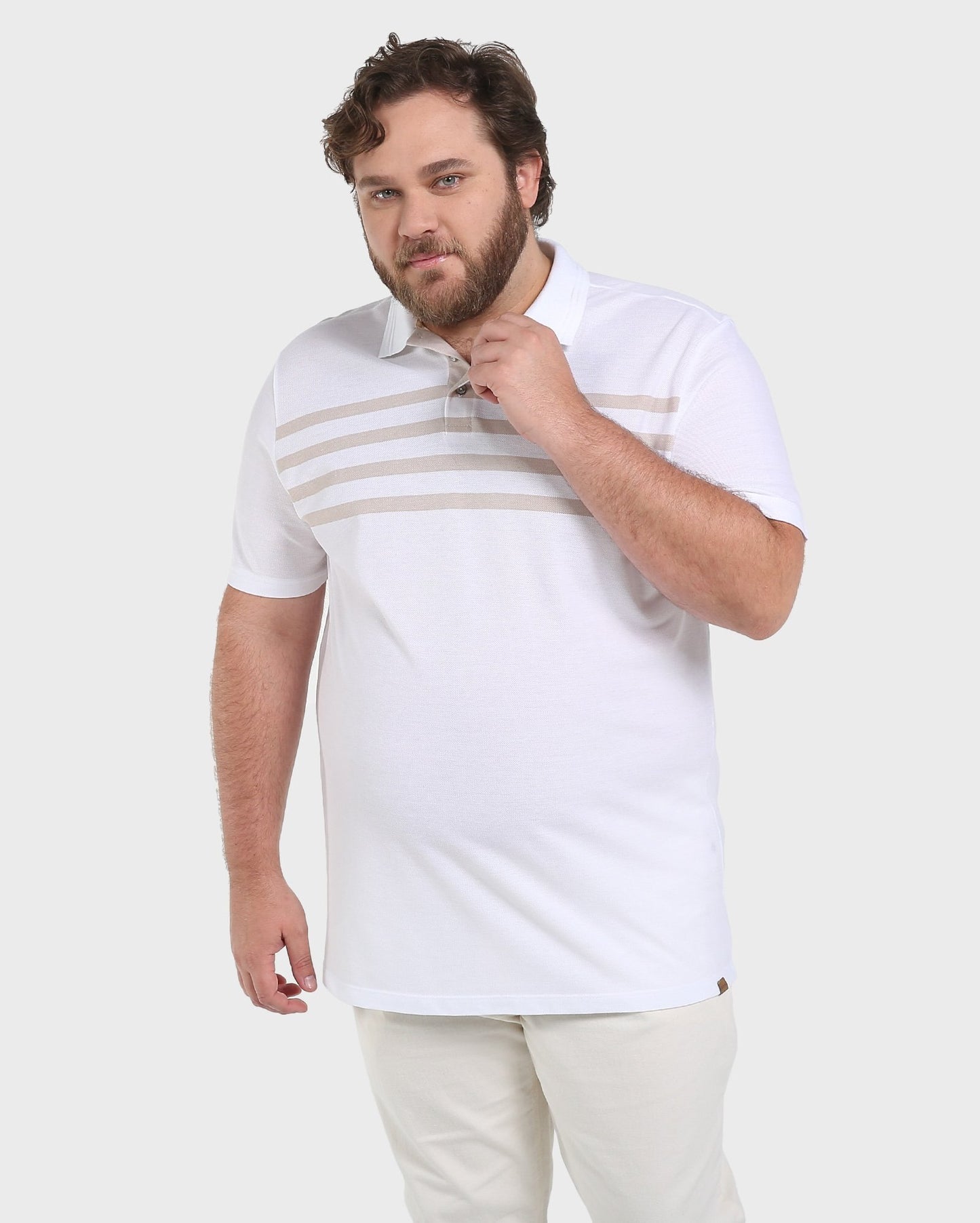 Plus Size Striped Polo Shirt