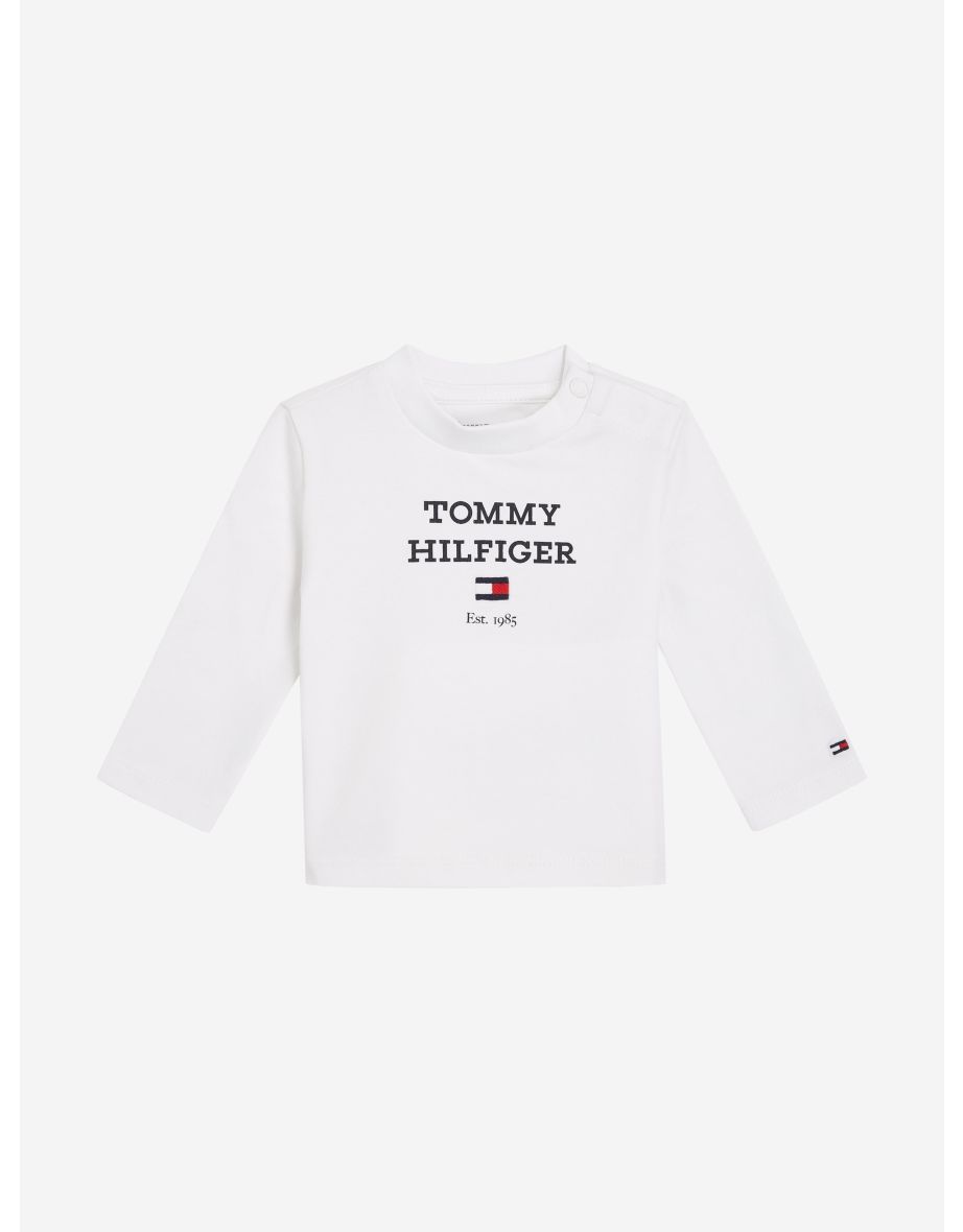 Camiseta de manga larga para bebé con logotipo en blanco