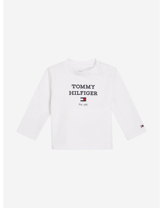 Maglietta a maniche lunghe da bambino con logo in bianco