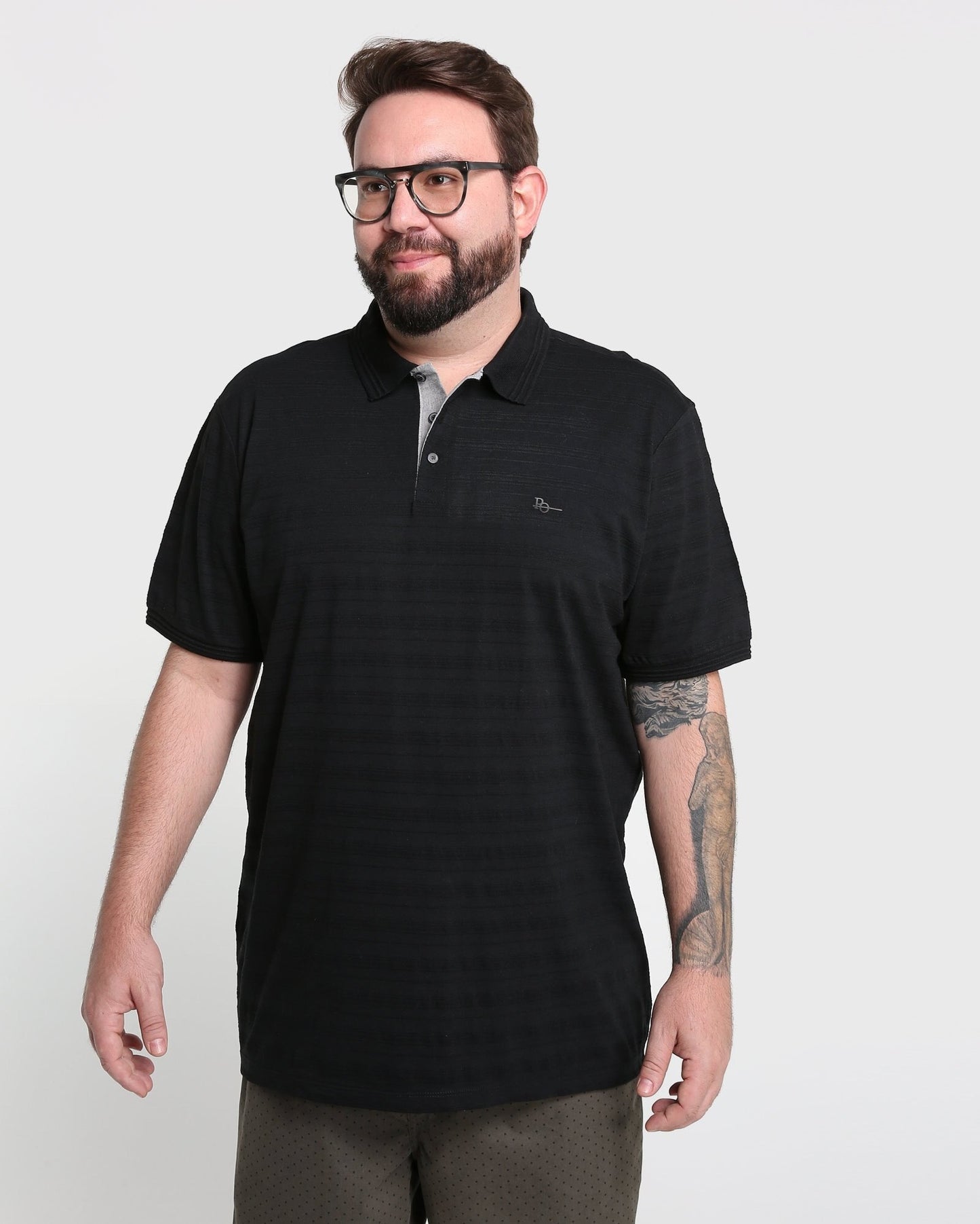 Plus Size Textured Polo Shirt