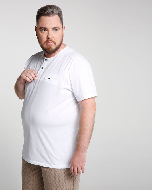 Maglietta con bottoni Basic Plus Size - Bianco