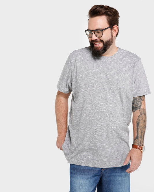 Maglietta Basic Plus Size Slub - Grigio