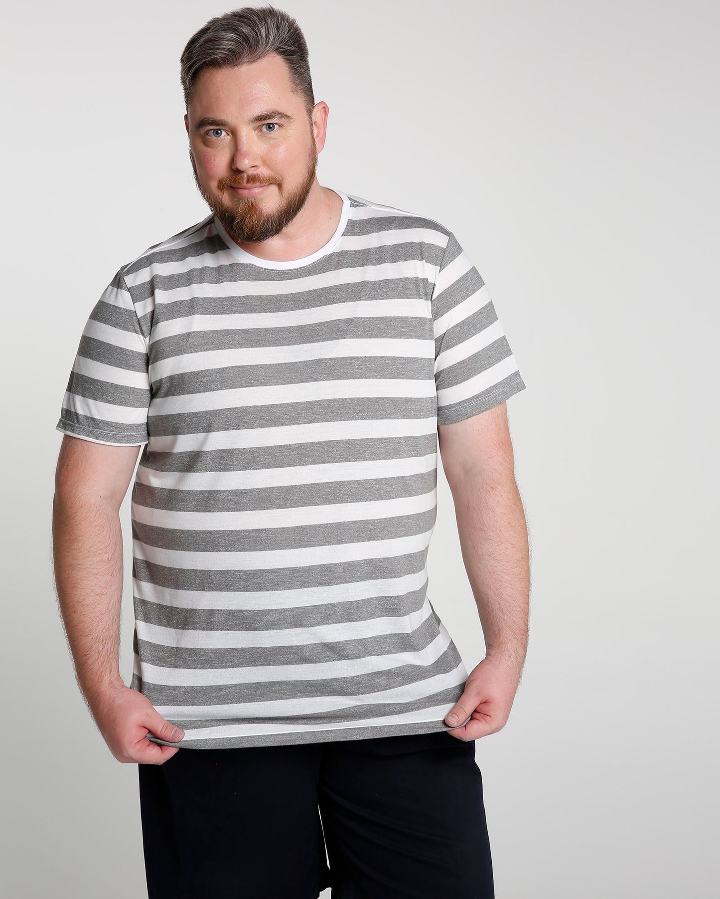 Striped Plus Size T-Shirt - White