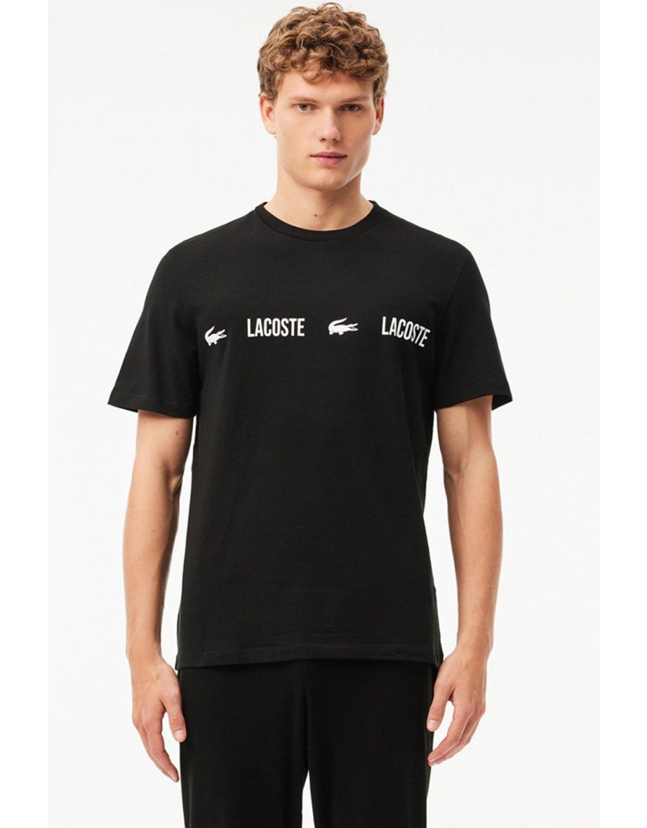 Maglietta Lacoste Repeat Logo a maniche corte in nero