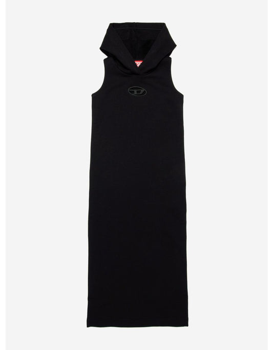 Vestido negro sin mangas con capucha para niña