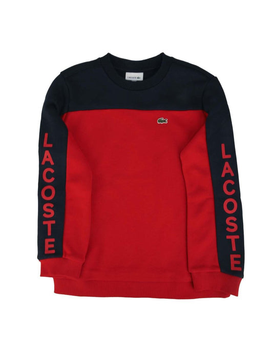 Felpa Lacoste Colorblock in pile da bambino in rosso